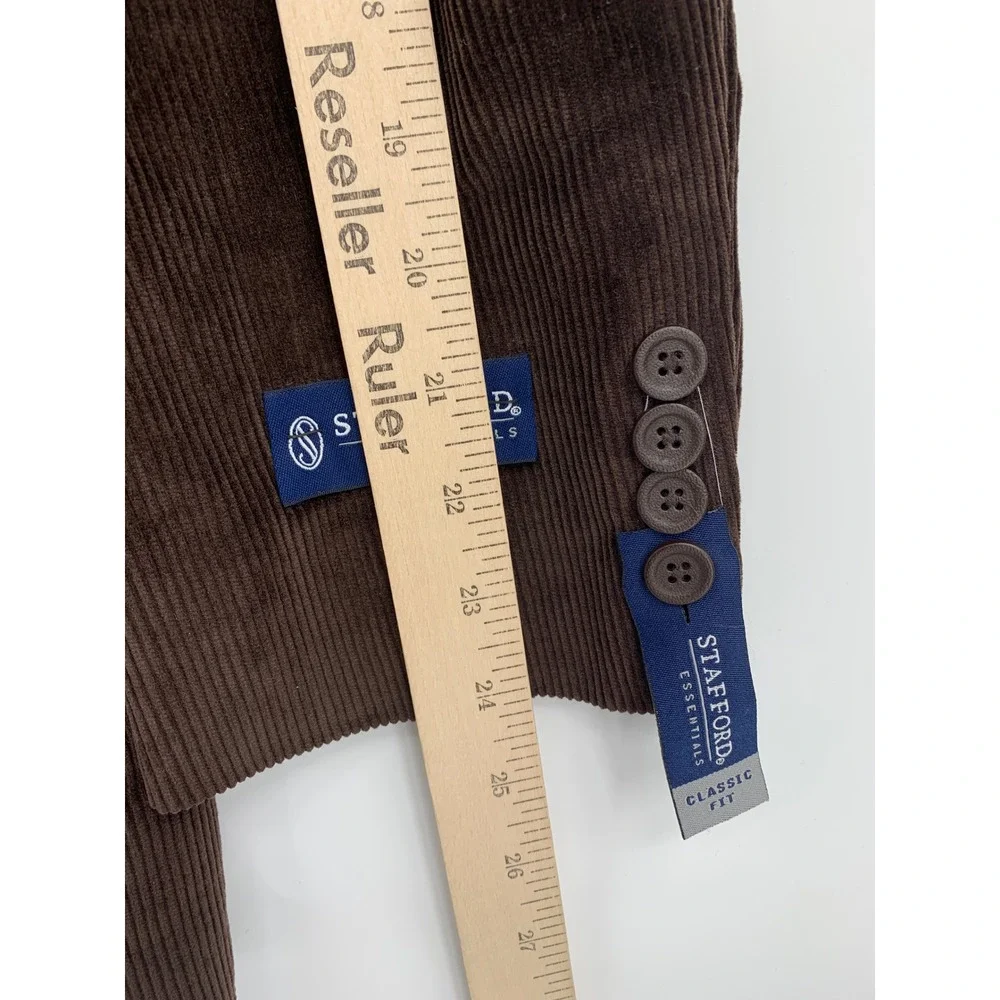 Stafford Corduroy Blazer Mens 40R Brown Elbow Patch Sport Coat Classic Fit NEW